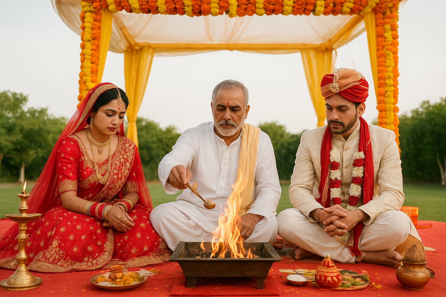 Arya Samaj Pandit Ji performing Vedic marriage ceremony with havan and rituals in Jaipur